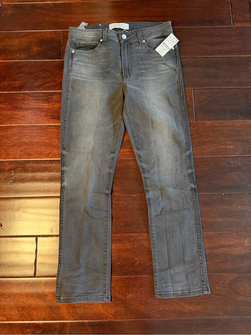 NWT Genetic Los Angeles Birkin High Rise Straight Crop Jeans - Natural Coal 30